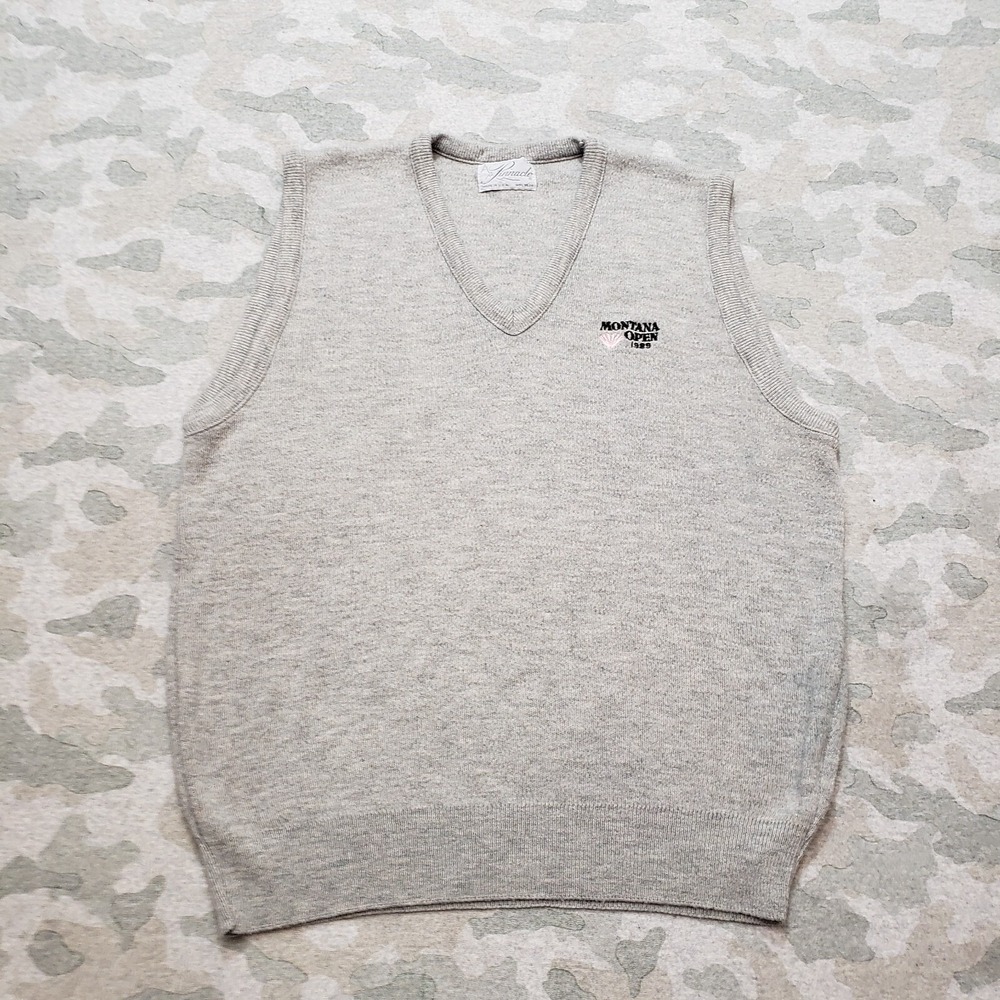 Vintage Pinnacle Sweater Womens‎ Large Gray Montana Queen Sleeveless Tennis
